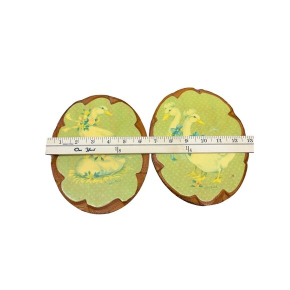 Vintage Vintage John Reed Swans Wood Plaque Duck Geese Goose Scalloped Edges - Picture 2 of 4